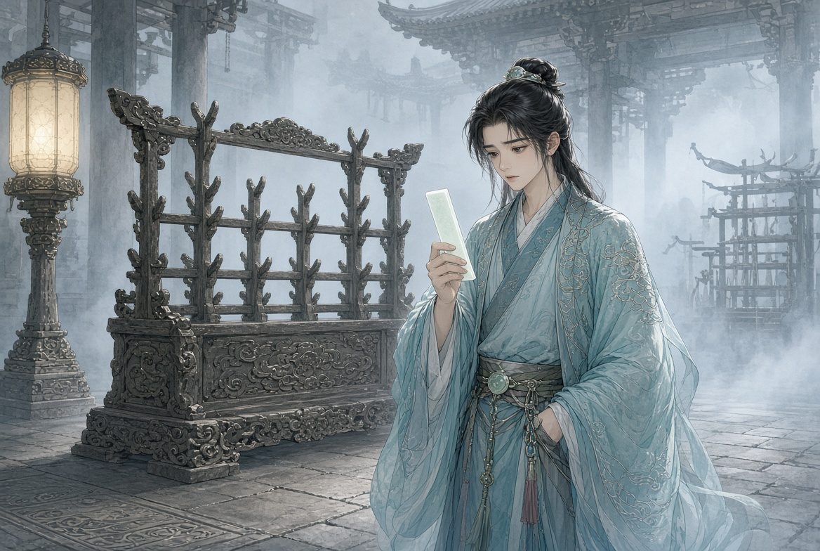 空剑架前弟子拿着空白玉简,对应订阅列表为空