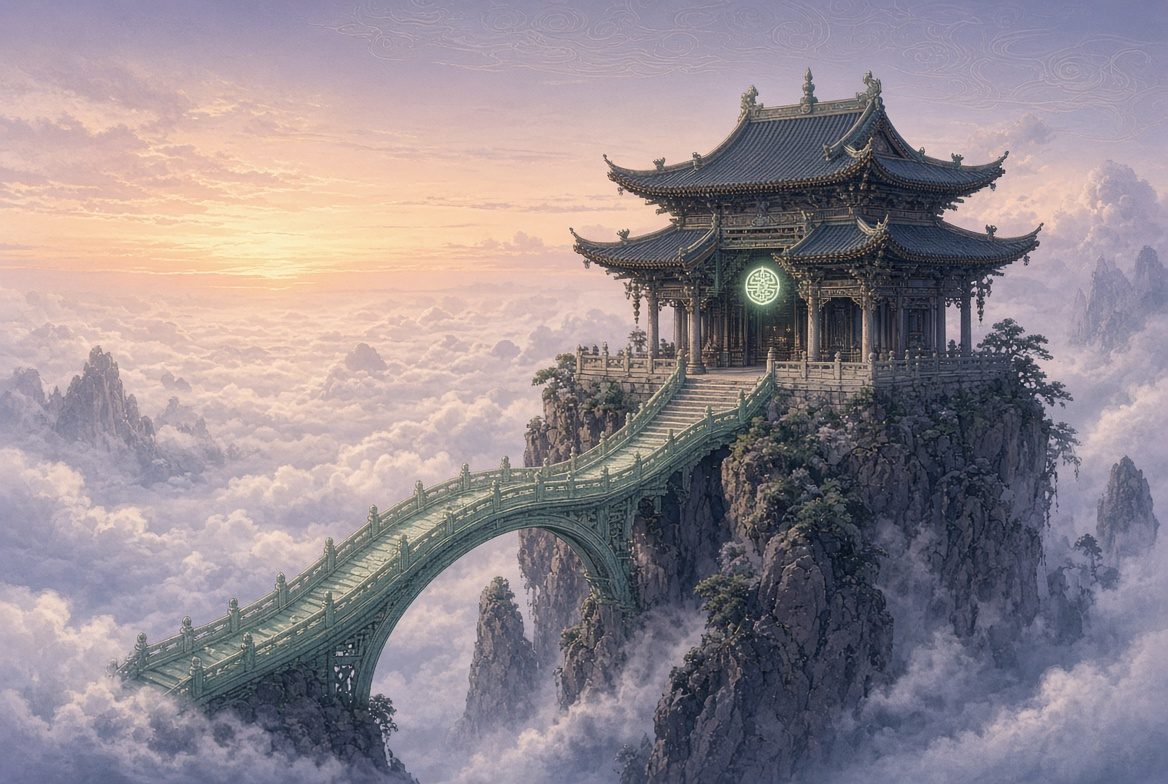 独峰上的私人亭桥,对应独享 IP
