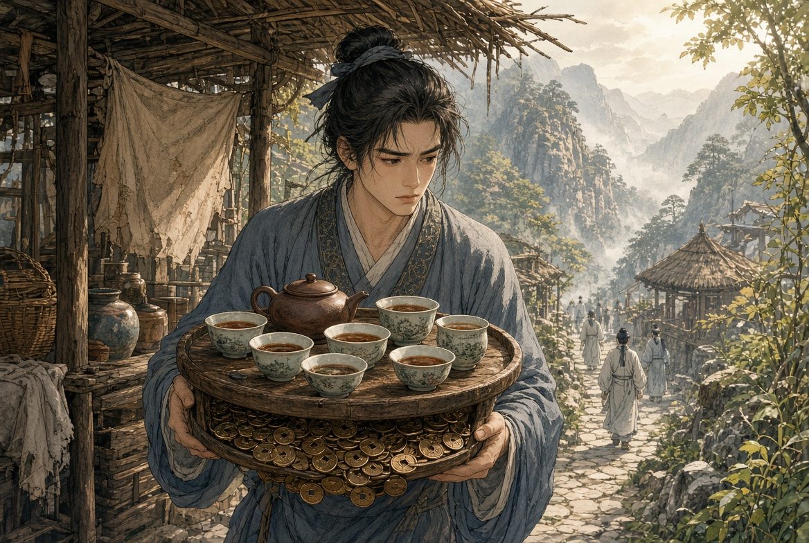 茶盘底下藏着额外铜钱,对应隐藏成本